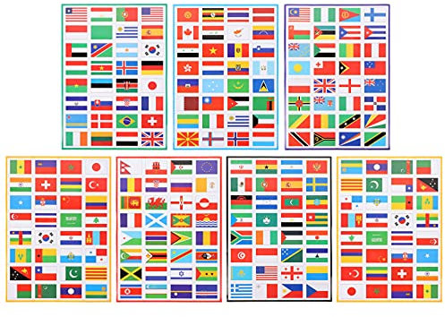 Veemoon Scrapbooking Stickers Scrapbooking Stickers 7 Sheets of World Flags Stickers Country Flag Stickers Countries PVC Sticker for School (Mixed Styles) Face Stickers Face Stickers