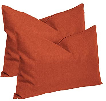 Haus und Deko Kissenbezug 40x60 cm Terracotta Leinen-Optik 2er Set Kissenbezüge einfarbig für Schlafzimmer Wohnzimmer Kissenhülle versteckter Reißverschluss Dekoratives Sofakissen