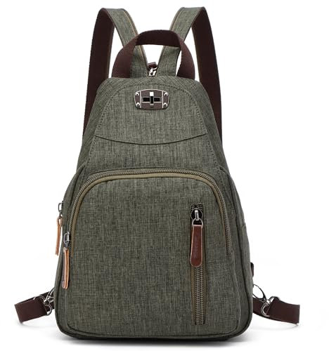 DORRISO Damen Rucksäcke Mode Tagesrucksäcke Kleiner Schulranzen Leicht Schultertaschen Handtasche Reise Schulter Tasche Tourismus Beiläufig Outdoor Frauen Rucksack Grün