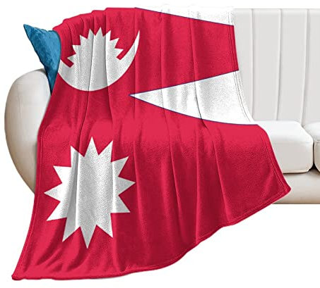 Yelolyio Die Flagge von Nepal Überwurfdecke Nepal Decke Landflagge Decken Landesouvenir Komfort Wärme Flanell Decke für Couch Bett Stuhl Büro Sofa 102 cm x 127 cm