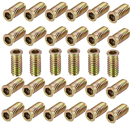YiYFiT M8 x 30 mm, dadi filettati per mobili, 30 pezzi in lega di zinco filettati con bullone di fissaggio a bussola esagonale per mobili in legno