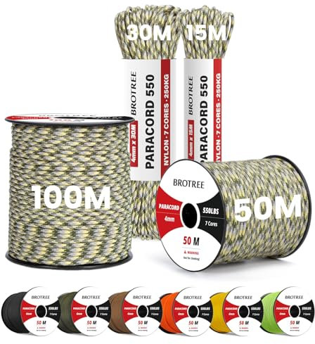 Brotree Paracord 550 4mm 15M 100% Nylon Seil Schnur Typ III mit 7 Stränge für Survival, Outdoor, Armbänder, Hundeleine - Bruchlast 250kg (Army Combat Uniform)