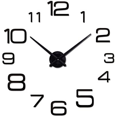 3D Wanduhr Groß XXL zum Kleben,DIY Rahmenlose Wanduhr Zum Aufkleben Stumm Spiegel Aufkleber Abnehmbarer Wandtattoos Dekoration Modern Design Acryl Wanduhren Quarzuhr für Zuhause, Büro, Hotel,100-120cm