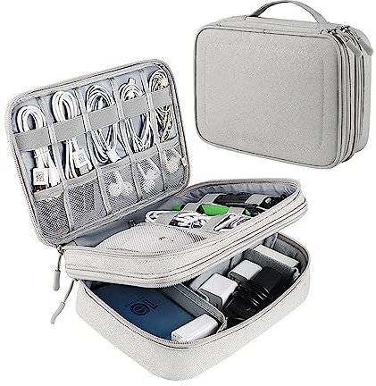 Reise elektronik tasche, Elektronik Zubehör Organizer, Kabeltasche, Kabel Organizer Tasche, Kabel organizer reise, Ladekabel organizer, Travel organizer, ladekabel tasche, Powerbank(3 Schicht Grau)