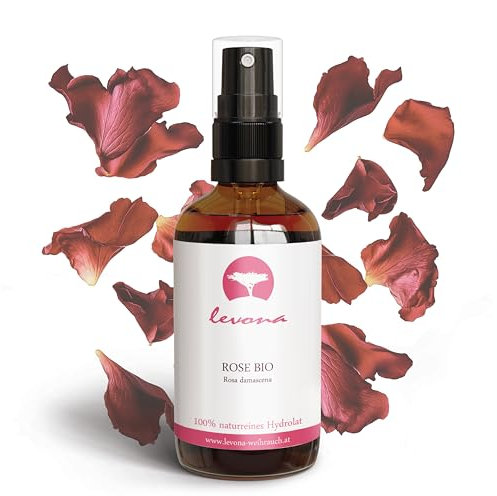 Levona Bio Rosenwasser [100ml] – Bio Rosenhydrolat, 100% naturrein, Feuchtigkeitsspendendes Gesichtswasser, Tonic für empfindliche Haut & Gesichtsreinigung, anti pickel