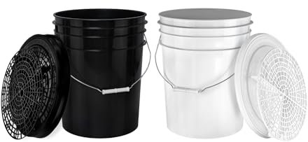 BenBow kit de Lavage Auto : 2 seaux de 20 litres avec 2 grilles de Lavage filtrantes et 2 couvercles de Seau - idéal pour Un Nettoyage Efficace et sans Rayures - de Lavage à Deux seaux