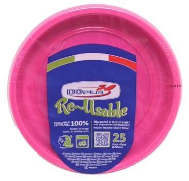 TEKHOME PIATTI PLASTICA 22cm Piatti plastica colorati lavabili e riutilizzabili Rotondi per Compleanno,Festa, Matrimonio (FUCSIA, 100pz)
