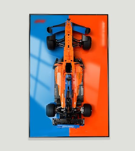 NOVDA Pannello da parete per Lego Technic McLaren F1 da corsa Race, 42141, cornice doppia, per formula 1, supporto da parete per auto, cornice 75 x 45 cm