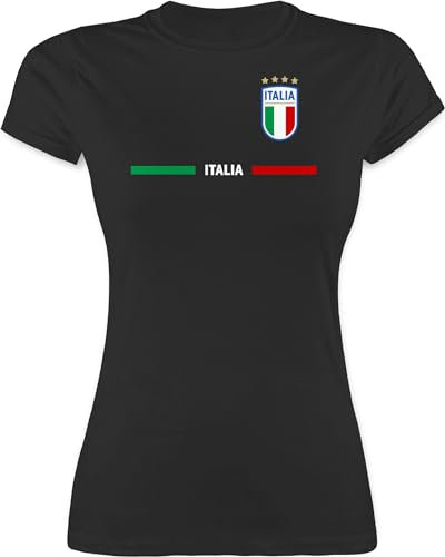 Shirt Damen - Fußball EM WM - Italien Trikot Wappen | Italia mit Stolz | Italienisches Fan-Motiv - XL - Schwarz - italienische Trikots fußballtrikot Europameisterschaft Italy t-Shirt