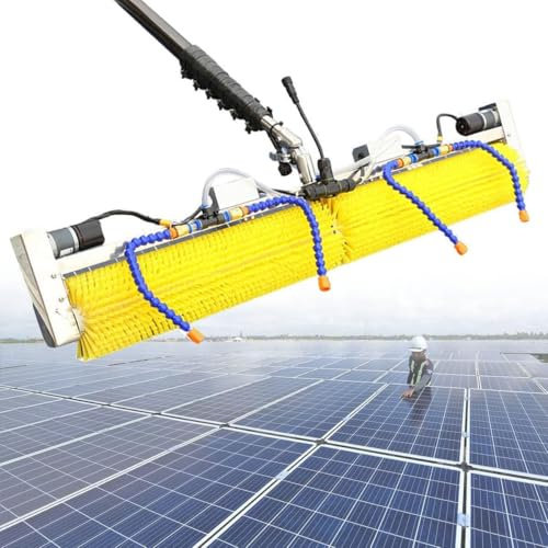 ZYT-DHRUCB Electric Photovoltaic Panel Cleaning Tool, Solar Panel Cleaning Brush with Water Fed Pole and Backpack, for Photovoltaic Panel Cleaning, Window Glass Wall Cleaning,6M