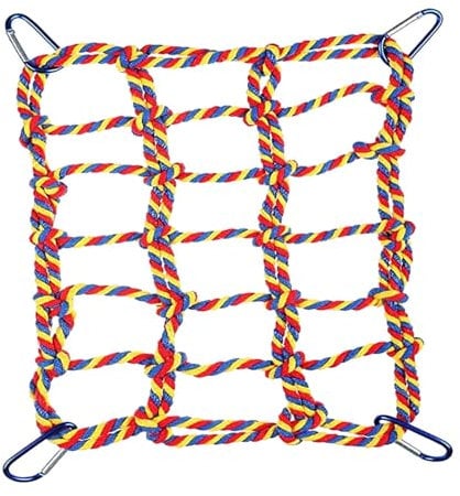 Baoblaze Pet Hanging Hammock,Bird Rope Net,Habitat Decor,Bird Ladder Rope Bridge Rat Climbing Rope Net for Conure Parrot Bird Cockatoo, Colorful