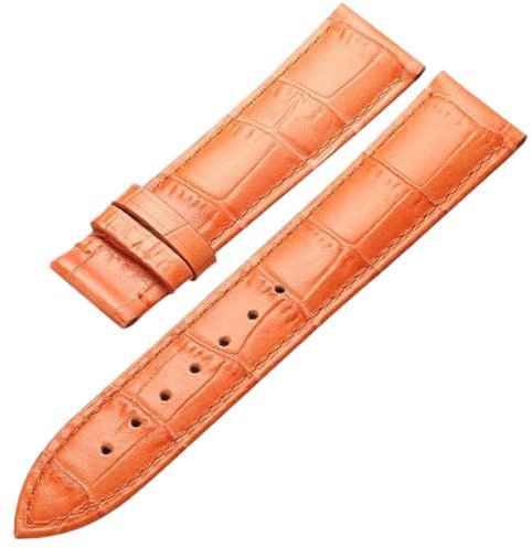 SpaRcz Farbiges, modisches Uhrenarmband aus echtem Leder mit Bambusmuster, orange, 21mm