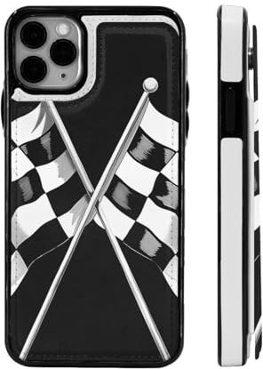 DCEHGEW Black White Formula Checkered Flags Pattern Printed Phone Case Wallet for iPhone 11-6.1 inch Flip Leather Phone Case Shockproof Wallet Phone Cover Protector
