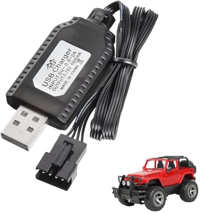 7.4V Plug Charger for Nicd or Nimh or Lipo Batteries,1000mA Sm-4P Fast Battery Charging Cable with Standard Tamiya Plug Connector Suitable for Trucks, Remote Control Cars, Plane (Sm-4P) (Black,1 Pcs)
