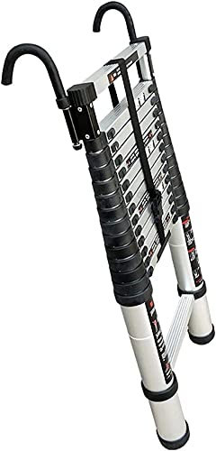 Teleskopleiter aus Aluminium mit Haken für Zuhause/Wohnmobil/Boot/Dachboden/Dachzelt/Camper zusammenklappbare Teleskopleiter für den Außenbereich