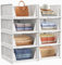 SIMPDIY Storage Baskets Wardrobe Storage Organiser, 8 Pack Folding Storage Boxes, Stackable Storage Drawers Clothes Storage, Plastic Cupboard Organiser Shelves Baskets for Bedroom Wardrobe Bathroom