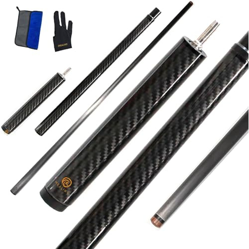 OKHEALING Kohlefaser-Billardqueue – 13,8 mm Kopf, 1/3 langes Jump-Pool-Queue-Gelenk, 124 cm, handgefertigt für Präzision, gerade Stöße, ideal für professionelle Billardausrüstung | langlebig, leicht