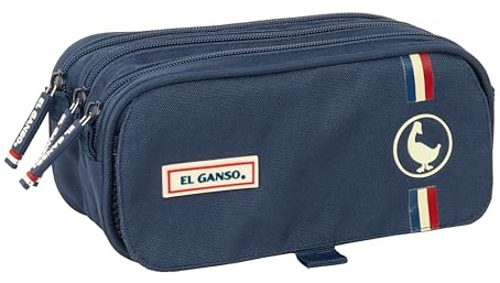 Safta L'gans ECLIPSE Großes Dreifach-Federmäppchen, Federmäppchen für Kinder, ideal für Kinder im Schulalter, Bequem und vielseitig, Qualität und Langlebigkeit, 21,5 x 8 x 10 cm, Marineblau, M, Casual