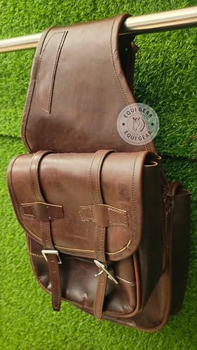EQUIGEAR Western-Leder-Satteltasche für Pferde | Reitvergnügen Wanderritt geeignet für Reiten und Fassrennen | Satteltasche mit verstellbarem Riemen GRÖSSE: 10X10X3 A96