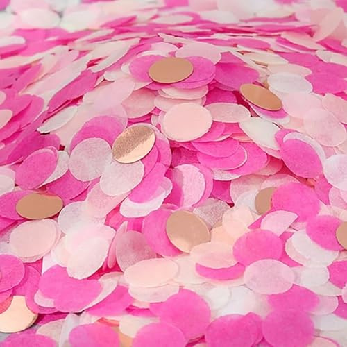 12000 Stück Konfetti Rosegold Rosa Dunkelrosa, BetterJonny Konfetti Hochzeit Papier Rosa für Geburtstag Valentinstag Hochzeit Geburtstag Party Baby-shower, 1cm (100g)