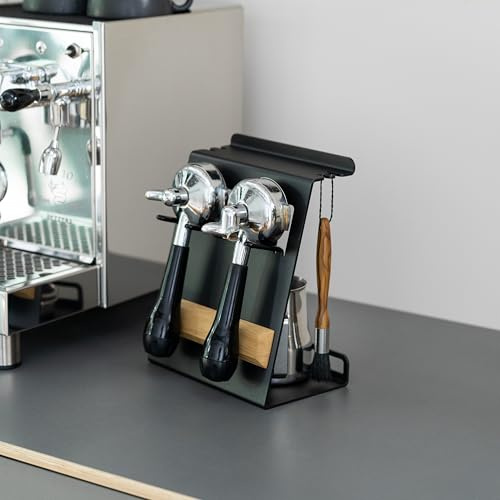 FLATE® Barista Stand Mini: Kompakte Station für Barista Zubehör mit Siebträgerhalter (Schwarz)