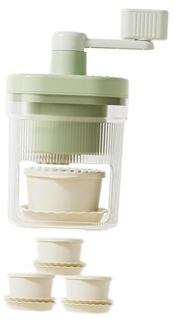 Jiuvaso Tritaghiaccio manuale con manovella, utensili da cucina, tritaghiaccio per campeggio, feste, casa, picnic, bar, con 3 Ciotole