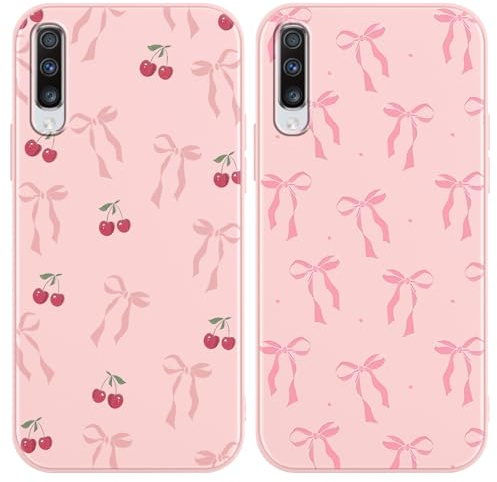 Yirlbey 2 Stück Handyhülle für Samsung Galaxy A50 / A30S / A50s Hülle 6,4, Aesthetic Muster Schleifen Kirsche Motiv Design Weiche TPU Bunt Silikon Schutzhülle Kratzfeste Stoßfest Case für Mädchen