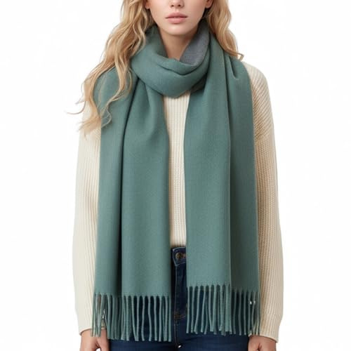 PFLife Wollschal Damen 200×70 cm Kaschmir Gefühl Warm Weich Oversize Wendbar Mit Fransen Geschenkbox
