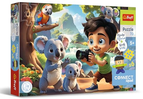 Trefl - Connect Squad, Connect Luck - 70 Teile | Buntes Puzzle mit Figur und Bausteinen, für Kinder ab 5 Jahren