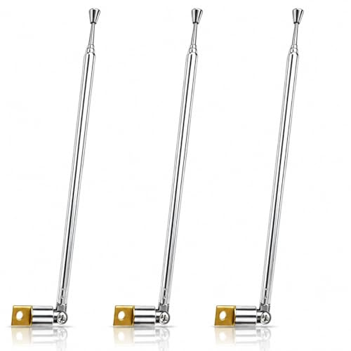 3 Pack Section Replacement Telescopic Aerial Antenna, FM Portable Radio Antenna DAB Telescopic Antenna for TV Reception, Extendable Antenna Radio Antenna for DAB AM/FM Stereo Reception