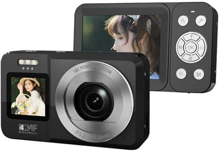 4K 64MP Digital Camera Double Screen 18X Zoom Portable for Teens Travel & Outdoor Photography Double Screen Camera for Travel Photography