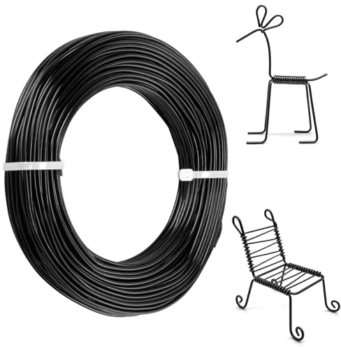 Draht zum Basteln, Basteldraht 2mm x 30M, Schmuckdraht Schwarz, Aludraht, Aluminiumdraht, biegsamer Basteldraht Schwarz für Kranzherstellung, Schmuckherstellung, Modellbau, DIY Kunsthandwerk