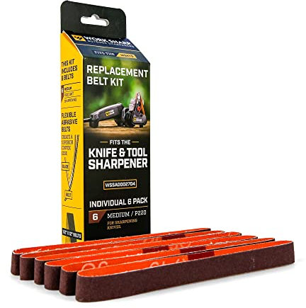 WORK SHARP® WSKTS Belt Kit 220 - Premium Ersatz Schleifband Set Körnung 220 - Gewebe-Schleifband in Industrie Qualität - 6 Stk. Schärfbänder für Knife & Tool Sharpener