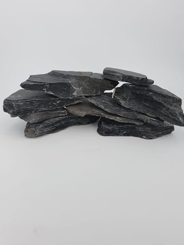 Schiefer Schwarz1 kg Stücke – Ideal für Aquarium für Terrassenbau & Dekoration, Naturschiefer, verschieden Stücke