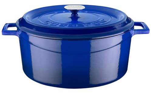 Lava Signature Enameled Cast-Iron Round Dutch Oven - 10-1/2 Quart, Cobalt Blue