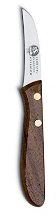 AUSONIA Coltello spelucchino curvo per sbucciare frutta e verdura con lama da 7 Cm e manico legno