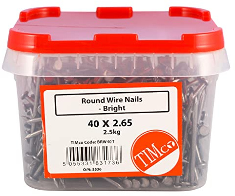 TIMco BRIGHT ROUND WIRE NAIL (2.5kg TUB) 40 x 2.65