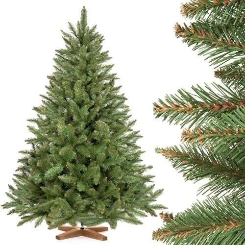 FAIRYTREES Weihnachtsbaum künstlich FICHTE Natur, grüner Stamm, Material PVC, inkl. Holzständer, 150cm