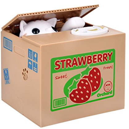OBEST Tirelire électronique,Fraise Rose Chat Volent Animal Mignon l'argent Tirelire pour Cadeau pour Enfants et Adultes(Red)