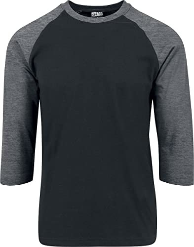 Urban Classics Herren Contrast 3/4 Sleeve Raglan Tee T Shirt, Blk/Cha, XL EU