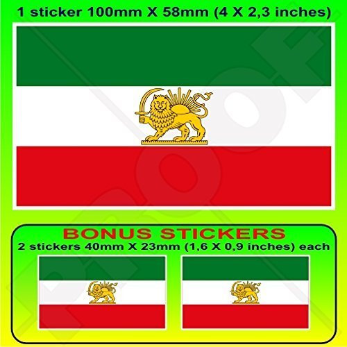 Iran PERSIEN Ehemalige iranische Flagge Persisch 100mm Auto & Motorrad Aufkleber, Vinyl Sticker x1+2 BONUS