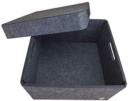 voigtdesign Aufbewahrungsbox FILZ Regalkorb Filzbox Korb Box Allzweckbox mit Deckel NEUTRAL 5 Größen