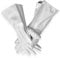 VISTOSO Hochwertige Handschuhe aus echtem Leder, mittelalterliches Kostüm, Cosplay, lange Manschette, Weiss/opulenter Garten, Medium
