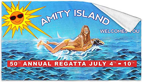 Jaws Amity Island Filmposter Badetuch, 140 x 70 cm, mehrfarbig, mehrfarbig, 140cm x 70cm