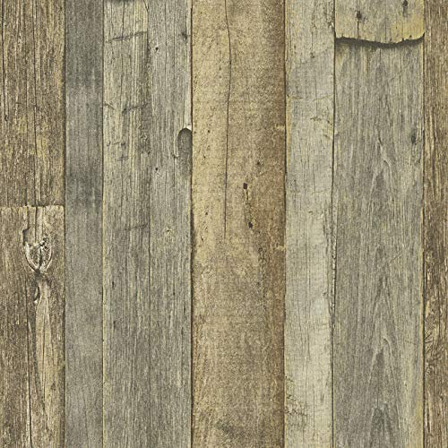 BRICOFLOR Papier peint intissé effet bois rustique | Tapisserie motif bois marron | Papiers peints facile à poser parfaits pour salon & cuisine