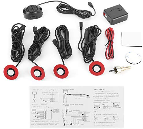 Auto Premium Kombi Einparkhilfe Sensoren 12V 16,5 mm Parksensoren Vorne Hinten mit Stecksystem Eingebauter Backup Radarsensor Umkehralarm Kit mit dem Audio Summer Zusatzkit(Weiß)