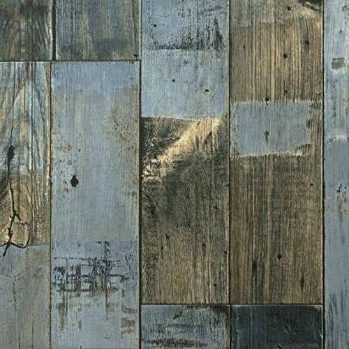 247Floors Wood Plank Effect Magic Vinyl Flooring 2.8mm Realistic Foam Backed Slip Resistant Lino (3m x 3m / 9ft 10 x 9ft 10, Distressed Wood Planks)