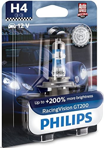 Philips RacingVision GT200 H4 Scheinwerferlampe +200%, Einzelblister, 571730, Single blister