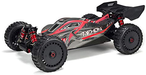 ARRMA RC Auto 1/8 Typhon 6S V5 4WD BLX Buggy mit Spektrum Firma RTR (Ready-to-Run), schwarz-rot, ARA8606V5