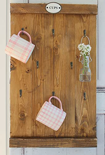 windschief-living Landhaus Tassenregal Cups CARA Wandboard Tassenhalter Handgefertigt Shabby Chic